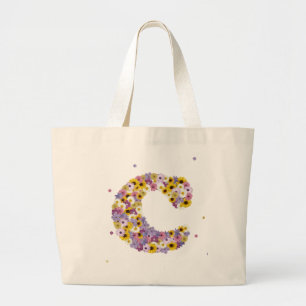 Flower letter C Large Tote Bag