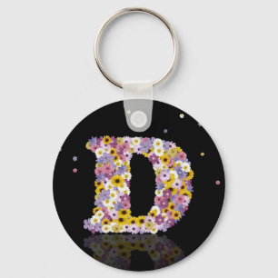 Flower letter D Key Ring