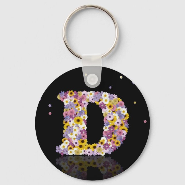 Flower letter D Key Ring (Front)