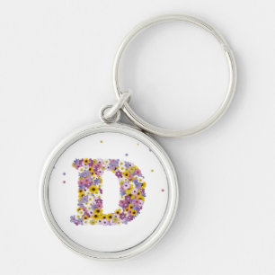 Flower letter D Key Ring