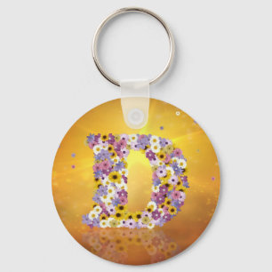 Flower letter D Key Ring