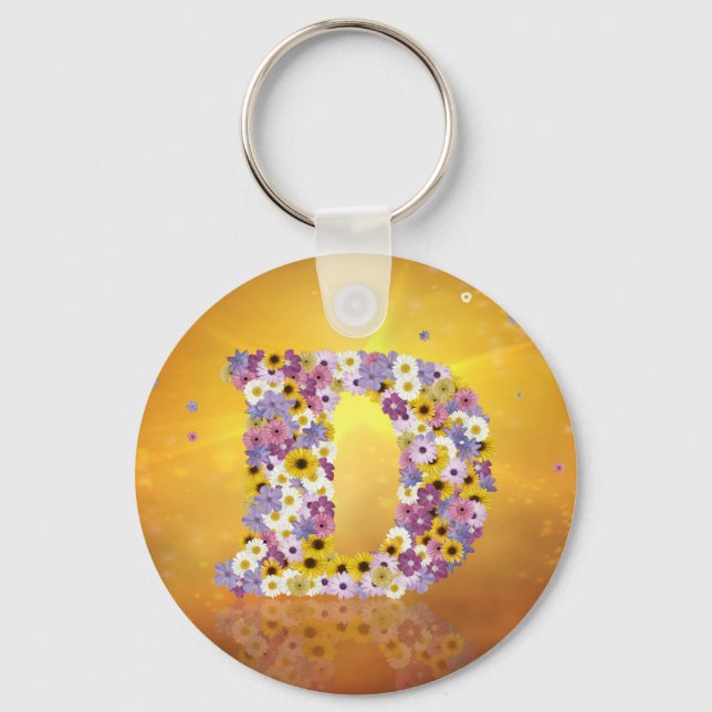Flower letter D Key Ring (Front)