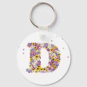 Flower letter D Key Ring