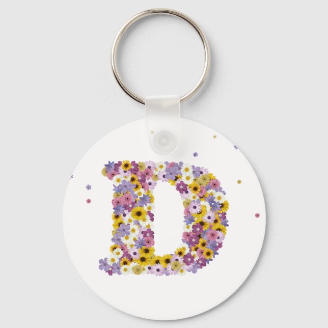 Flower letter D Key Ring (Front)