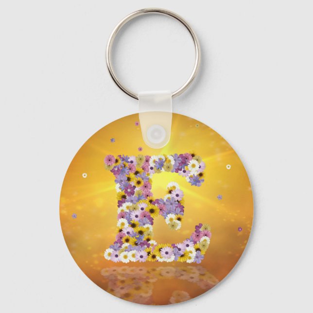 Flower letter E Key Ring (Front)