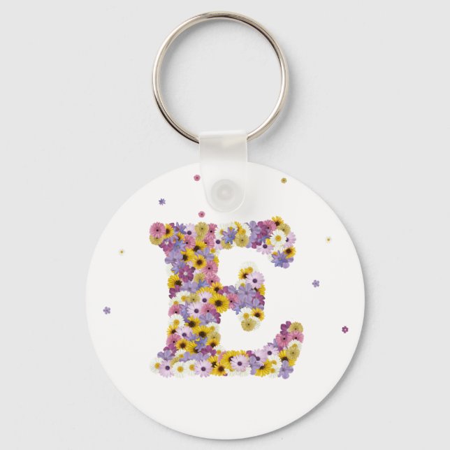 Flower letter E Key Ring (Front)