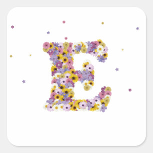 Flower letter E Square Sticker