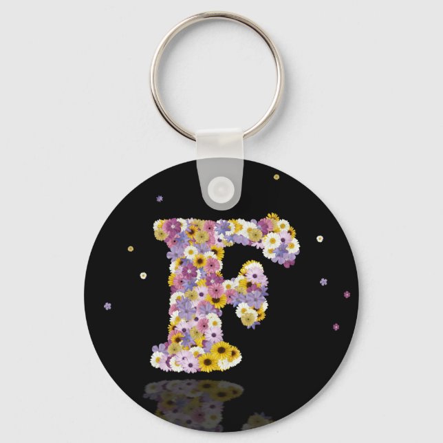 Flower letter F Key Ring (Front)