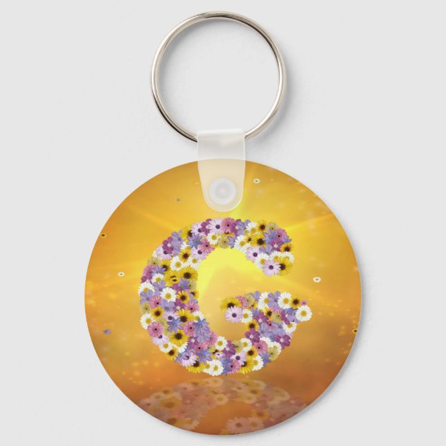 Flower letter G Key Ring (Front)