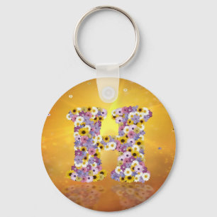 Flower letter H Key Ring