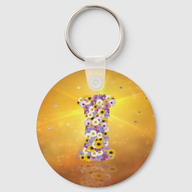 Flower letter I Key Ring (Front)
