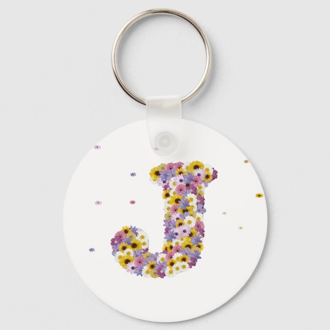 Flower letter J Key Ring (Front)