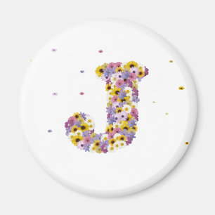 Flower letter J Magnet