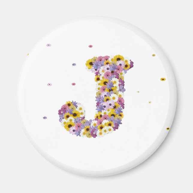 Flower letter J Magnet (Front)