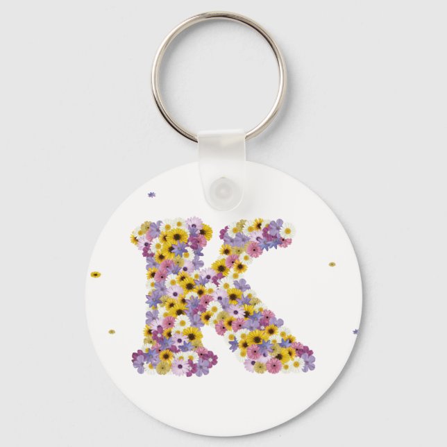 Flower letter K Key Ring (Front)