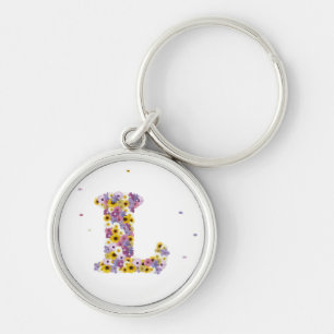 Flower letter L Key Ring