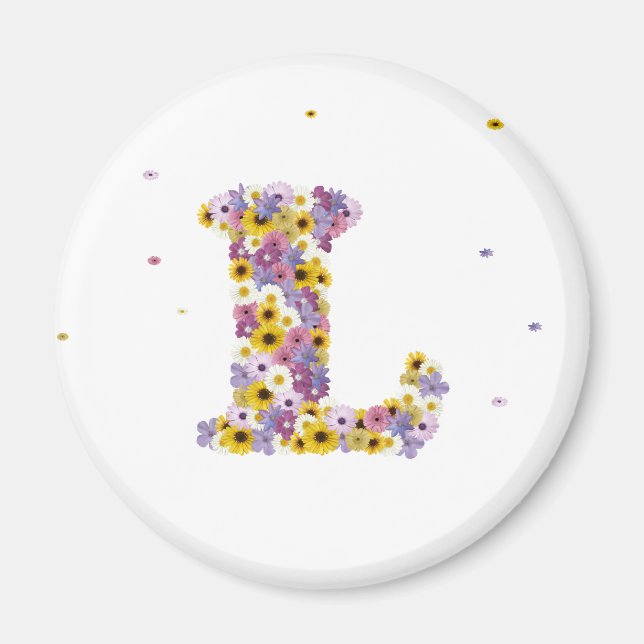 Flower letter L Magnet (Front)