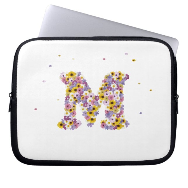 Flower letter M Laptop Sleeve (Front)