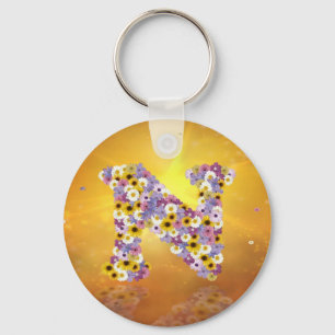 Flower letter N Key Ring