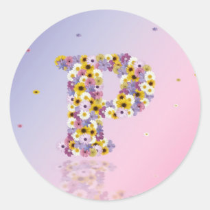 Flower letter P Classic Round Sticker