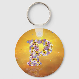 Flower letter P Key Ring