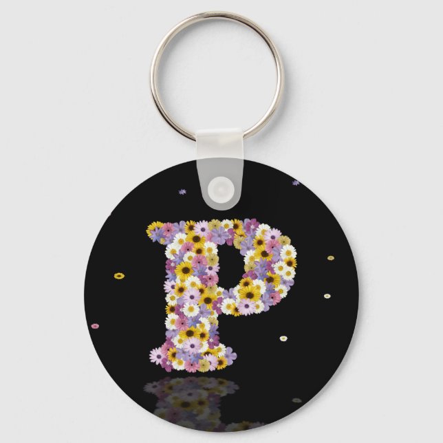 Flower letter P Key Ring (Front)