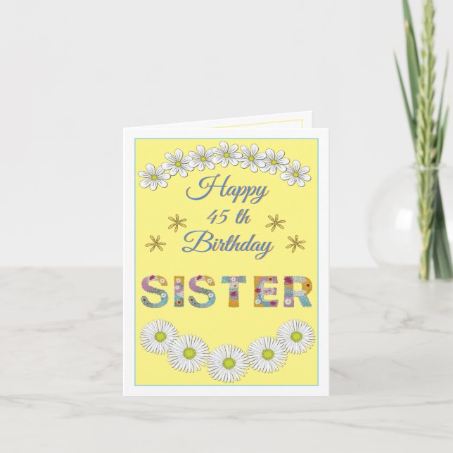 Flower letter Sister Personalised Birthday card (Front)