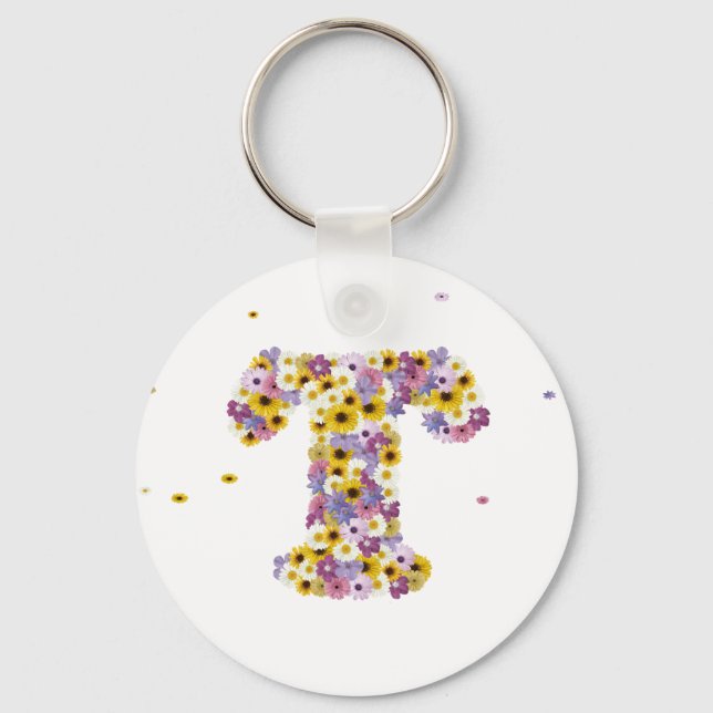 Flower letter T Key Ring (Front)