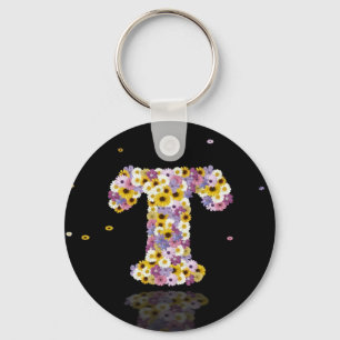 Flower letter T Key Ring