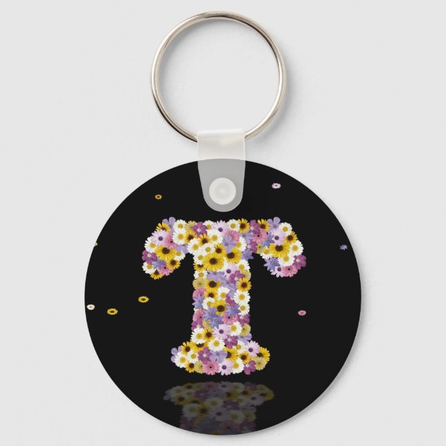 Flower letter T Key Ring (Front)