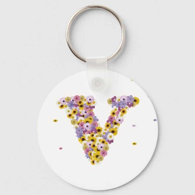 Flower letter V Key Ring (Front)