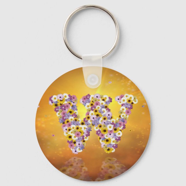 Flower letter W Key Ring (Front)