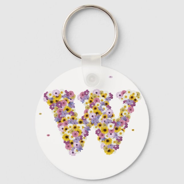 Flower letter W Key Ring (Front)