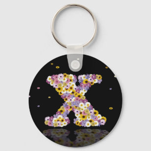 Flower letter x key ring