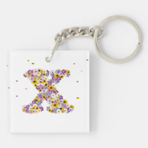 Flower letter X Key Ring