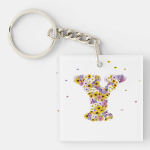 Flower letter y key ring