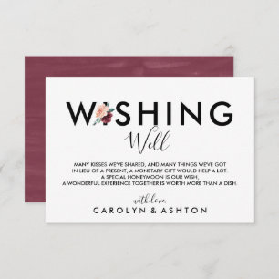 Flower Lettering Maroon Wedding Wishing Well Enclosure Card