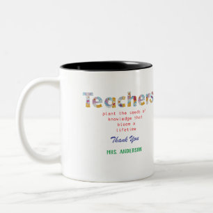 Flower Letters Teacher gift Two-Tone Coffee Mug