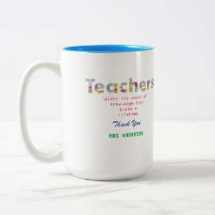 Flower Letters Teacher gift Two-Tone Coffee Mug