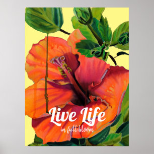 Flower life in full bloom happiness quote poster