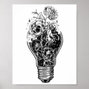 Flower Light Bulb Of Power Tree Peace For Hippies Poster