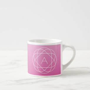 Flower-Like Geometric Monogram   Pink Shaded Ombre Espresso Cup