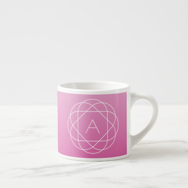 Flower-Like Geometric Monogram | Pink Shaded Ombre Espresso Cup (Right)