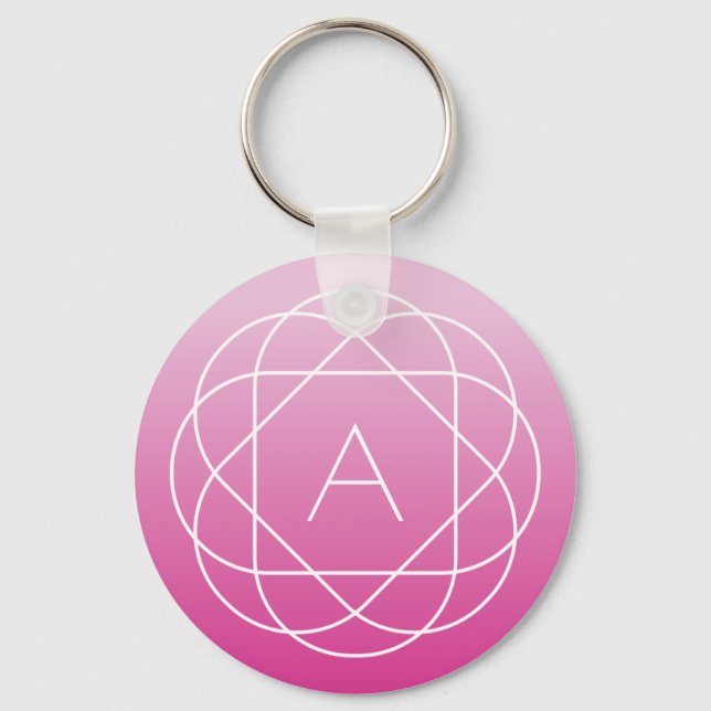 Flower-Like Geometric Monogram | Pink Shaded Ombre Key Ring (Front)