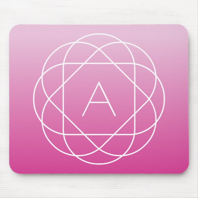 Flower-Like Geometric Monogram | Pink Shaded Ombre Mouse Pad (Front)