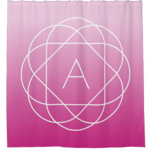 Flower-Like Geometric Monogram   Pink Shaded Ombre Shower Curtain