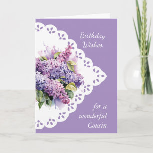 Flower Lilac Bouquet Cousin Birthday Card
