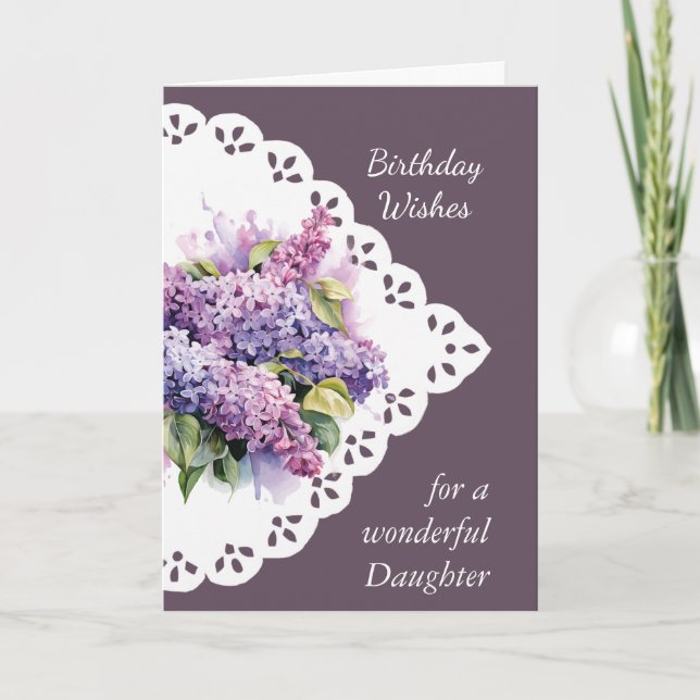  Flower Lilac Bouquet Daughter Birthday Card (Front)