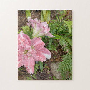 flower lily plant pink fern lily with fern jigsaw puzzle
