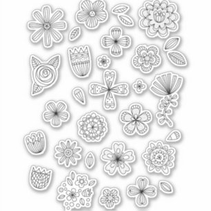 Flower Line Art Drawing Sticker